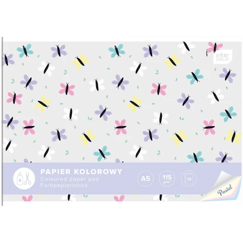 Zeszyt papierów kolorowych PASTEL A5 115g 10k Interdruk