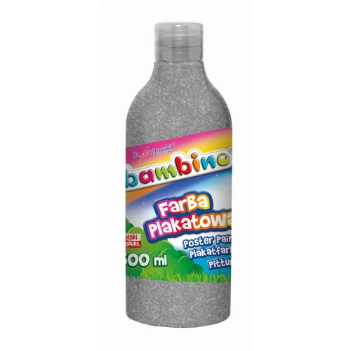 Farby plakatowe Bambino w butelce 500 ml kolor: srebrny 500ml 1 kolor. Bambino (srebrny)