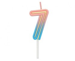 Świeczka urodzinowa cyferka B&C Neon 7, 44x28x12mm Godan (7C-SCN7)