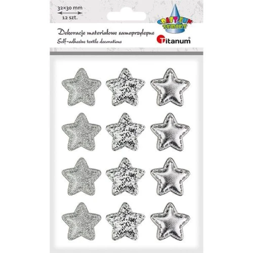 Ozdoba materiałowa Craft-Fun Series samoprzylepna srebrne gwiazdki Titanum (BJ25042713)