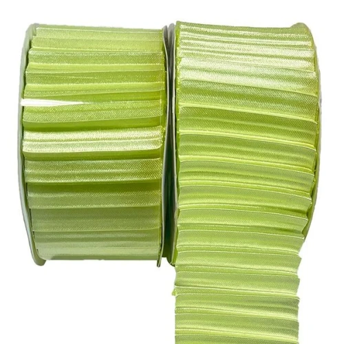 Wstążka Craft-Fun Series satynowa karbowana 40x3 [mm x m] zielona jasna Titanum (BJ25091148-3)
