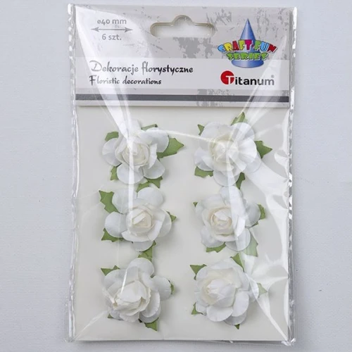 Ozdoba papierowa Craft-Fun Series róże na druciku Titanum (25YX0902-12- white)