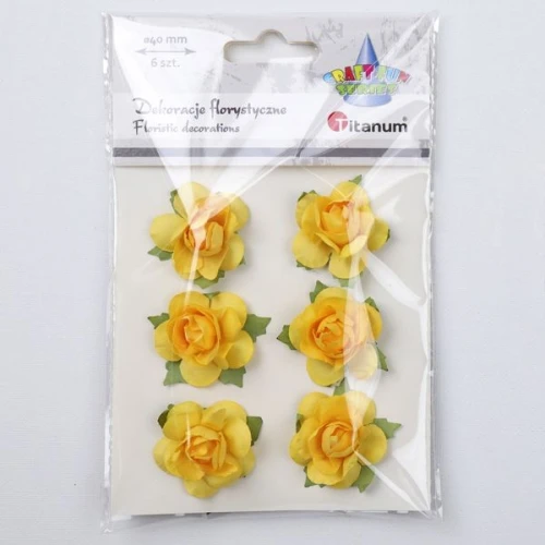 Ozdoba papierowa Craft-Fun Series róże na druciku Titanum (25YX0902-12- yellow)