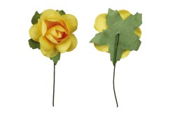 Ozdoba papierowa Craft-Fun Series róże na druciku Titanum (25YX0902-12- yellow)