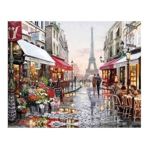 Zestaw kreatywny Diamentowa mozaika 30x40cm Ulica w Paryżu Flamingo Line (6)