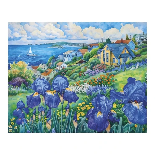 Zestaw kreatywny Diamentowa mozaika 30x40cm Pejzaż z irysami Flamingo Line (3(2))