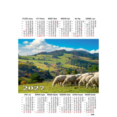 Kalendarz ścienny jednoplanszowy 580mm x 845mm Beskidy