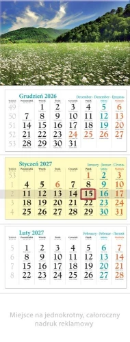 Kalendarz ścienny ŁĄKA TRÓJDZIELNY 320mm x 860mm Lucrum (KT04)