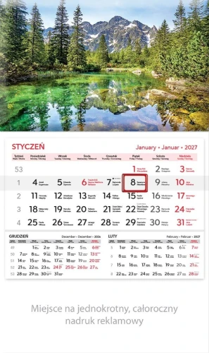Kalendarz ścienny SZCZYTY JEDNODZIELNY 320mm x 560mm Lucrum (KT01)