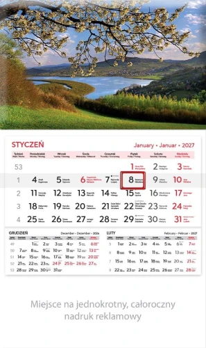 Kalendarz ścienny PANORAMA JEDNODZIELNY 320mm x 560mm Lucrum (KT03)