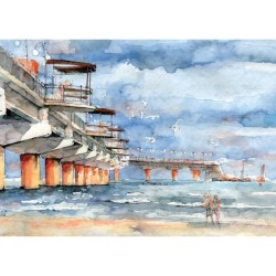 Kalendarz ścienny RODZINNY MIASTA W AKWARELI 13-KARTKOWY 280mm x 200mm Lucrum (WL5)