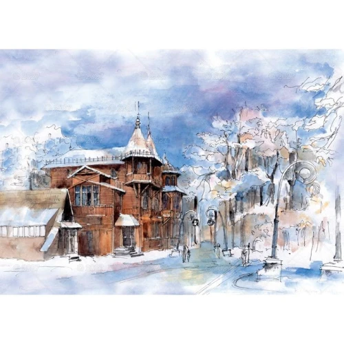 Kalendarz ścienny RODZINNY MIASTA W AKWARELI 13-KARTKOWY 280mm x 200mm Lucrum (WL5)