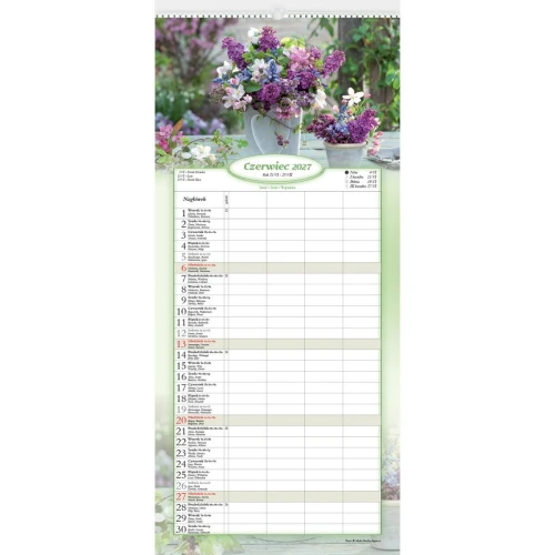 Kalendarz ścienny notatnikowy 2027 kompozycje kwiatowe 220mm x 470mm Lucrum (WN02)