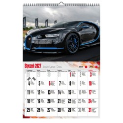 Kalendarz ścienny 2027 SUPER CARS 470mm x 320mm Pan Kalendarzyk (A3 VD.17)
