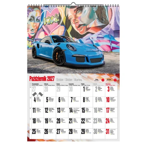 Kalendarz ścienny 2027 SUPER CARS 470mm x 320mm Pan Kalendarzyk (A3 VD.17)