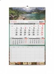 Kalendarz ścienny XL Z PLANEM LEKCJI JEDNODZIELNY 315mm x 480mm Pan Kalendarzyk (KTJ-4)