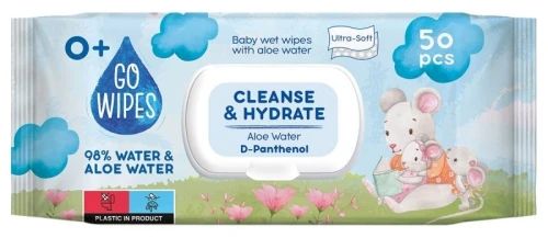 Chusteczki higieniczne nawilżane dla dzieci z wodą aloesową i d-pantenolem 50 szt Gowipes (BS-GW-657098)