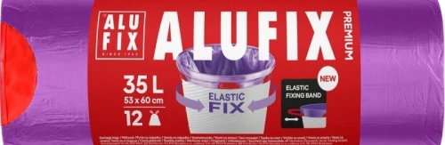 Worki na śmieci Elastic fix kolor: fioletowy 35L 12 szt Alufix (BS-AX-003134)