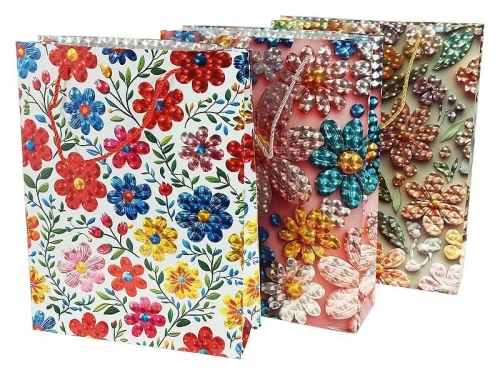 Torba prezentowa A3+ 32x42x11cm mix kolorów kwiaty [mm:] 320x420x 110 Adar (635159)