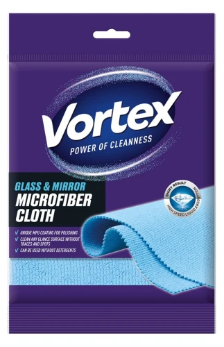 Ścierka z mikrofibry do szkła i luster niebieska mikrofibra [mm:] 350x350 Vortex (BS-VR-488167)