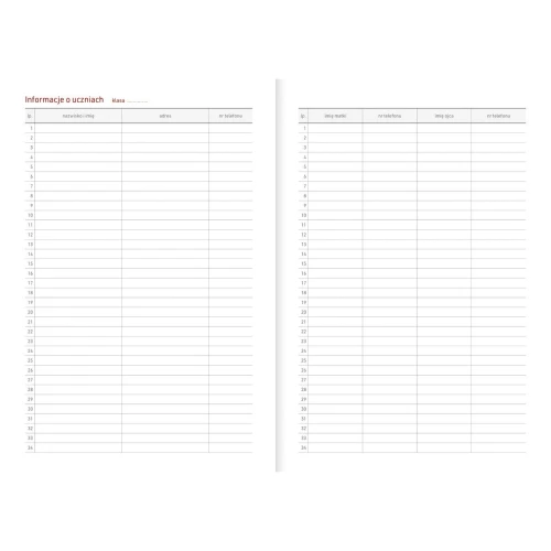 Kalendarz nauczyciela książkowy (terminarz) Vivella czerwony A5 143mm x 204mm Wokół Nas (A5DN076B)