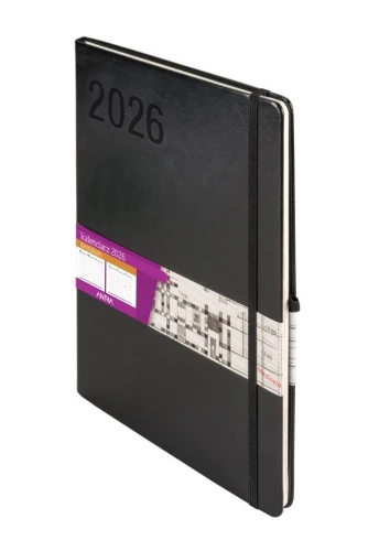Kalendarz książkowy (terminarz) 2027 Formalizm tygodniowy, czarny A4 295mm x 210mm Antra (Kal001533)