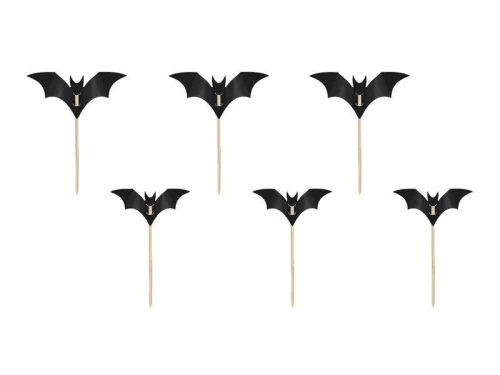 Ozdoba halloweenowa Dekoracje do muffinek Nietoperze, czarny, 3.6-4.7cm Partydeco (KPM37)