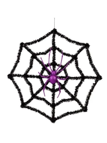 Ozdoba halloweenowa PAJĘCZYNA Z BROKATOWYM PAJĄKIEM Arpex (HA9751)