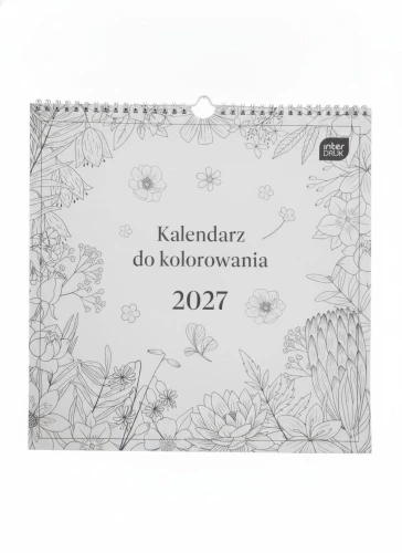 Kalendarz ścienny DO KOLOROWANIA wieloplanszowy 300mm x 300mm Interdruk (KWIATY)