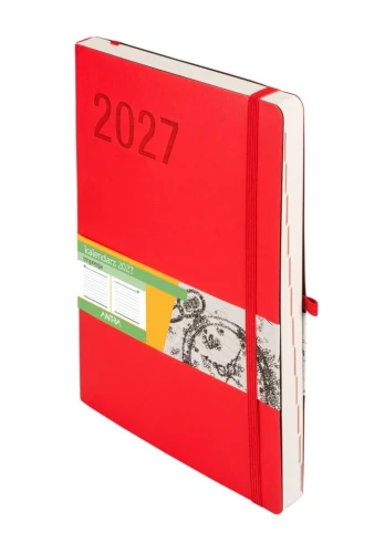 Kalendarz książkowy (terminarz) 2027 Impresja dzienny, czerwony B5 247mm x 172mm Antra (Kal001543)