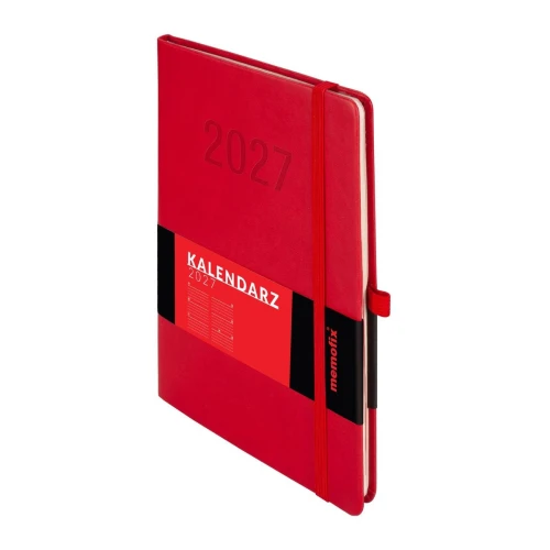 Kalendarz książkowy (terminarz) 2027 MEMOFIX tygodniowy, czerwony A5 203mm x 142mm Antra (Kal001462)