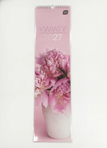 Kalendarz ścienny 12k PASKOWY 135mm x 500mm Interdruk (KWIATY)