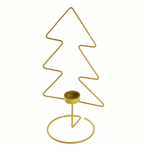 Świecznik choinka tealight metal  złoty 33cm Home And Garden (0127)